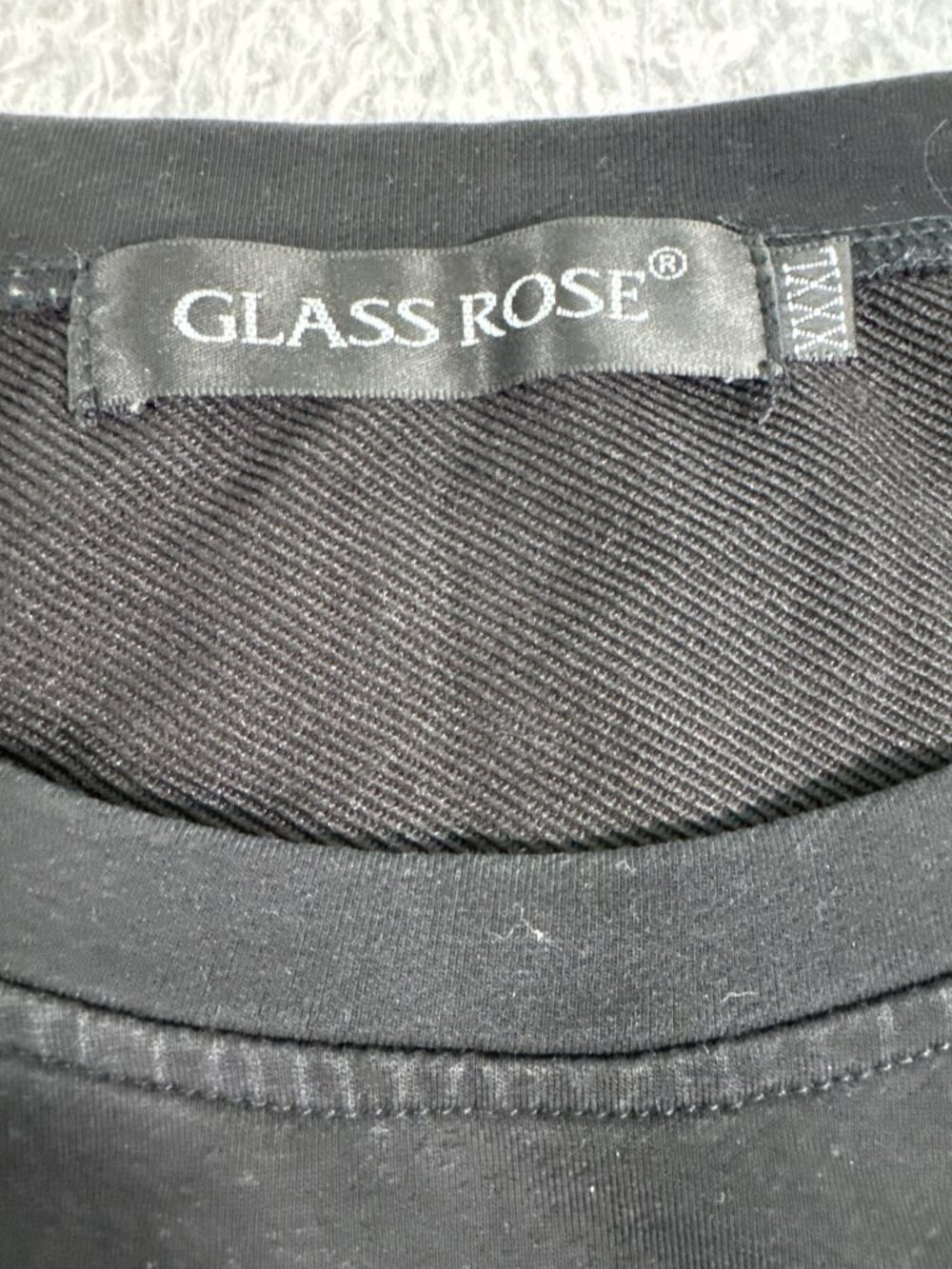 Glass Rose "Rouge" Black & White Graphic Short Sweatshirt 3XL Casual Comfort - Picture 2 of 8